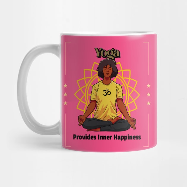 Yoga Provides Inner Happiness - Yoga Motivation Quote by VisionDesigner